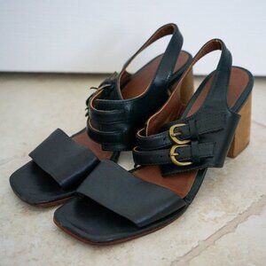 Rachel Comey Wooden Heels with Double Buckle Strap